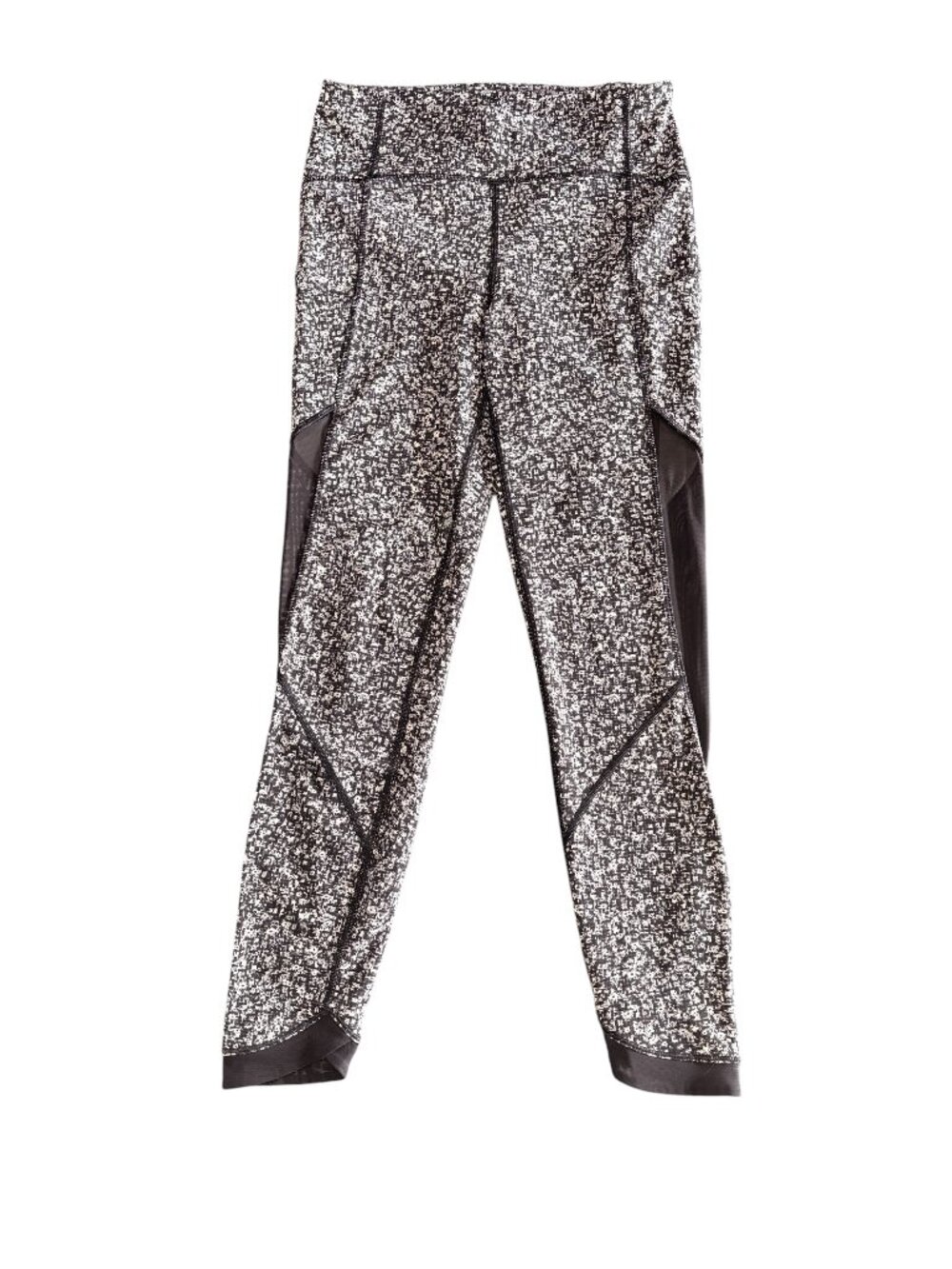 Lululemon Leggings Black White Mesh Sides Media Pocket Womens 6
